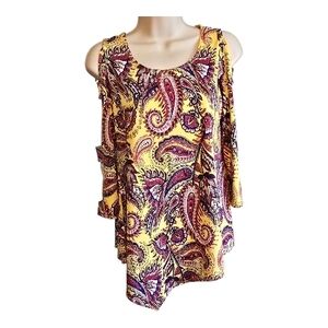 ✨ Star Vixen Paisley Cold Shoulder Tunic Top – Size Small